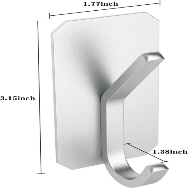 Självhäftande väggkrok, 4 st självhäftande krokar, väggkrok, för kök, badrum, kontor, kökskrok för att hänga handdukar, hattar, nycklar, väskor Silver upper and lower hooks