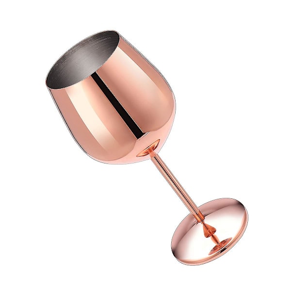 2 stk. rustfrit stål rødvinsglas i metal med stilk, vinkup i rustfrit stål, der ikke går i stykker, hvidvinsglas til cocktails Rose Gold