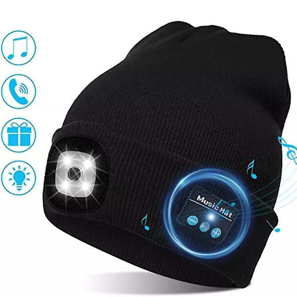 Varmt hue trådløs LED-hat trådløs smart cap headset hovedtelefon højttaler trådløs kommunikation nat udendørs belysning hat