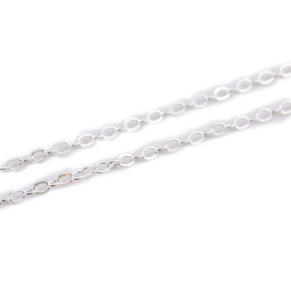 S925 färgbevarande smyckekedja i sterling silver kopparpläterad O-formad DIY-tillverkade smycken örhängen svanskedja halsband handgjort material 1,5 mm-2m