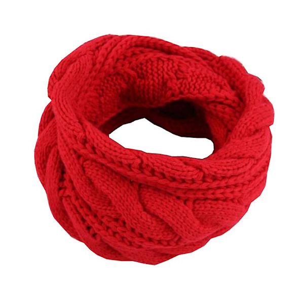 Kvinnor Tjock Vinter Varm Kabel Infinity Cirkel Loop Krage Halsduk Red