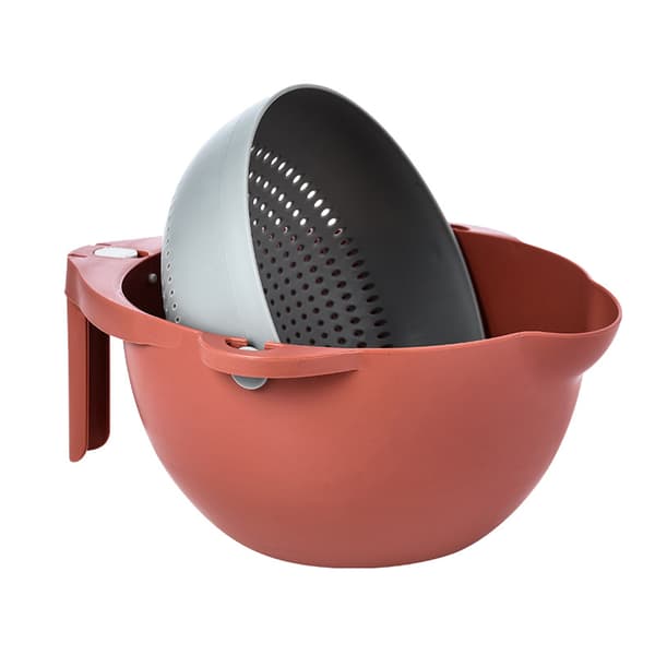 Blå och gul, röd och grå, plast sil, köksredskap, ergonomiska kanter, hällpip, praktisk och solid 1-pack