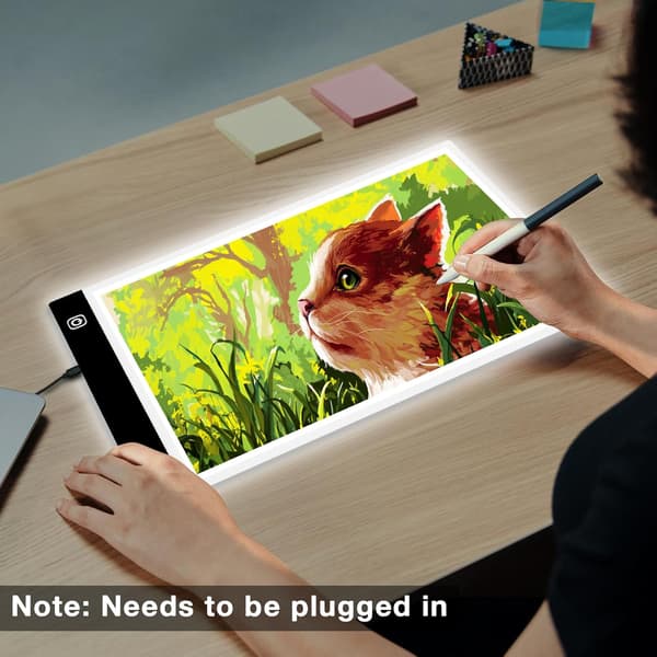 A4 LED Lysplate Tegnebrett med USB-strømkabel og 4 festeklips, Diamantkunst Lysbrett