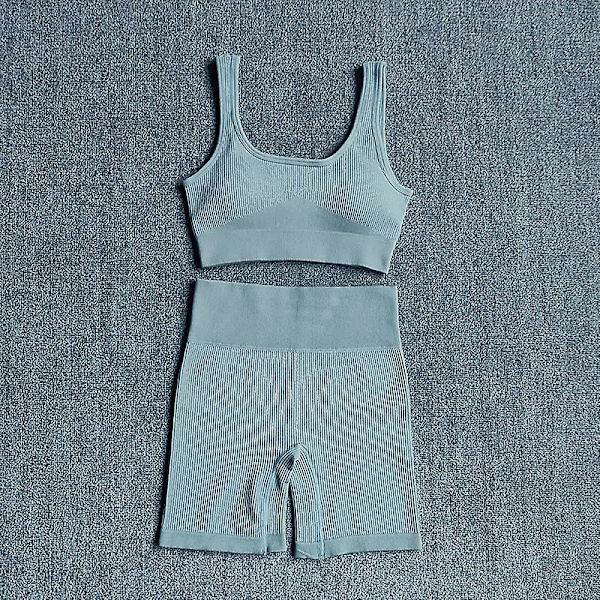 Wareball 2 st Kvinnor Yoga Set Gym Set Sexig BH Sömlös Sport Shorts Träning Löpning Kläder Gym Kläder Atletisk Sport Kostym Blue Size Info
