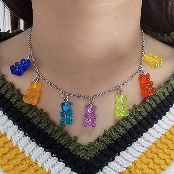 Gummy Bear Halsband Colorful Resin Crazy Estetic Pendant Halsband för tjejer kvinnor