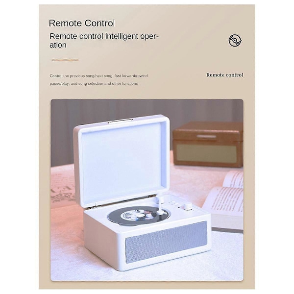 Bærbar Trådløs Bluetooth Høyttaler, Multi-Funksjonell Reprodutor CD Retro, Record Audio Player Rose Rød
