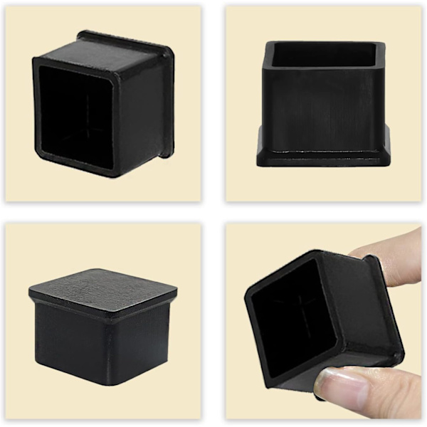 10-pack tjocka silikonbensskydd för fyrkantiga stolsben, golvskyddsmatta, svart, 30 x 30 mm