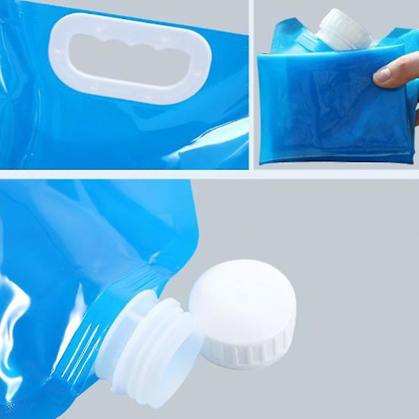 2 stk sammenleggbar vanntankpose med tapp for camping og fotturer Blue