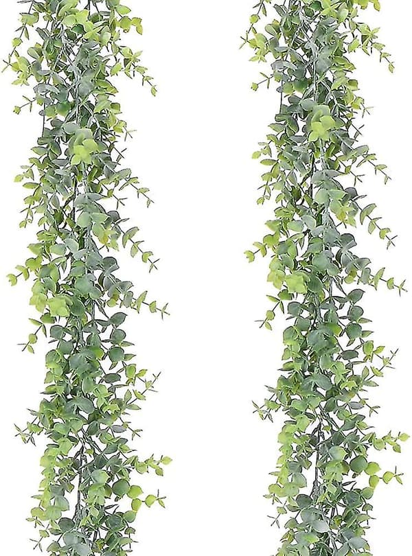 2 stk. Kunstig Eucalyptus Girlande Eucalyptus Blade Vinstokke Håndlavet Girlande