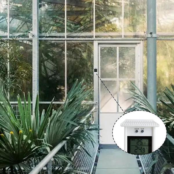 Digital Max Min Växthus Termometer för inomhus- eller utomhusbruk, Lätt väggmonterad i vitt