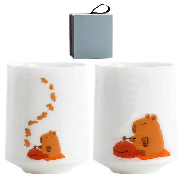 Keramiske Kaffekopper Tekopper i Overgangsstil 2 stk. Solid Oppvaskmaskinsikker Tekoppsett for Teelskere