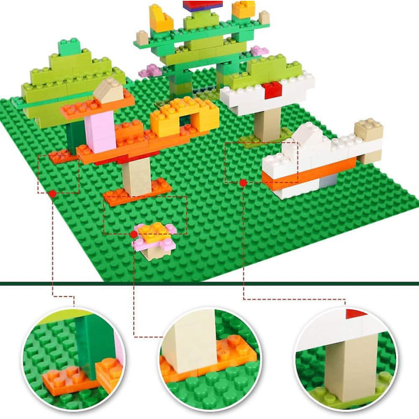2 stk. Klassiske bundplader Byggeplader til byggeklodser 25,5x25,5cm Grå Green