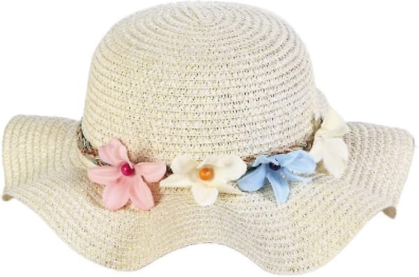 Børne Solhatte Bred Skygge Med Blomster Dekoration