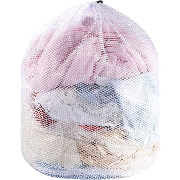 Tvättnät, tvättpåsar med dragsko Återanvändbar mesh för tvättmaskinsblus, vadderad jacka, kappa, lakan (vit, 80 x 60 cm)