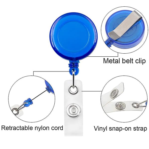 12 pakker Retractable Id Badge Holder Reel Med Bælteklips, Transparent Hvid