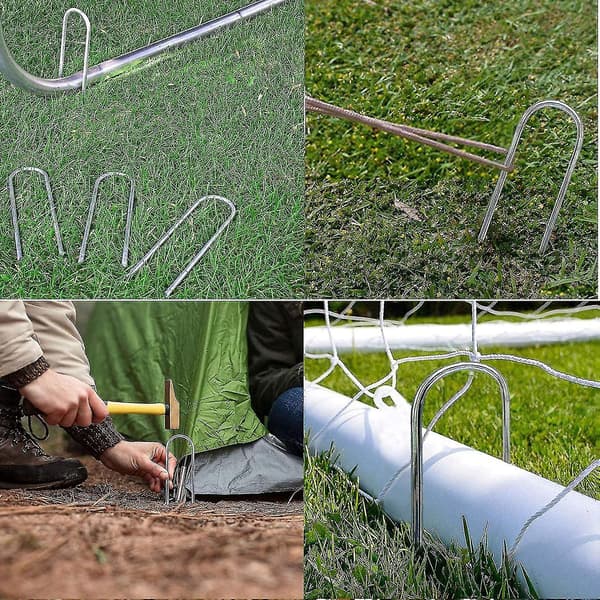 4 stk Trampolineplugger Hagemark Ankere Telt Hageplugger U-formede plugger Zinc Plated
