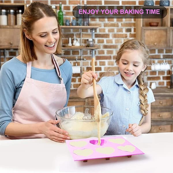 2 stk hjertekakeformer, 6-hulls 3d kjærlighetshjerte diamantformet silikonbakformer for baking ostekake mousse sjokolade