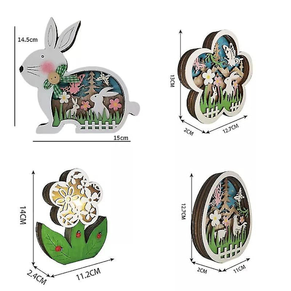 2023 Ny Påskedekoration Til Hjemmet Træ Påskehare Led Lys Påske Håndværk Påskehare Ornament Dekor Påskeæg Dekor Lampe White Flowers
