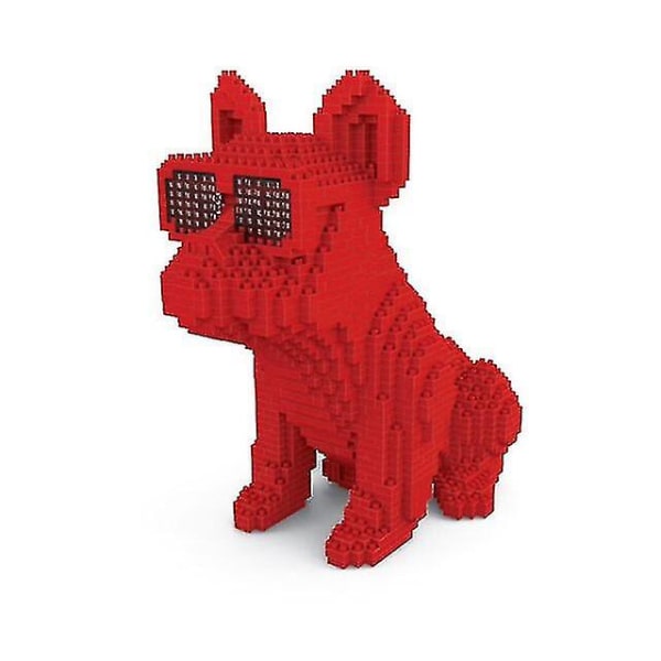 Miniblock Söt husdjurshund Modellbyggnad Bulldog Pedagogisk leksak Barn Roliga flickor Presenter för barn Red