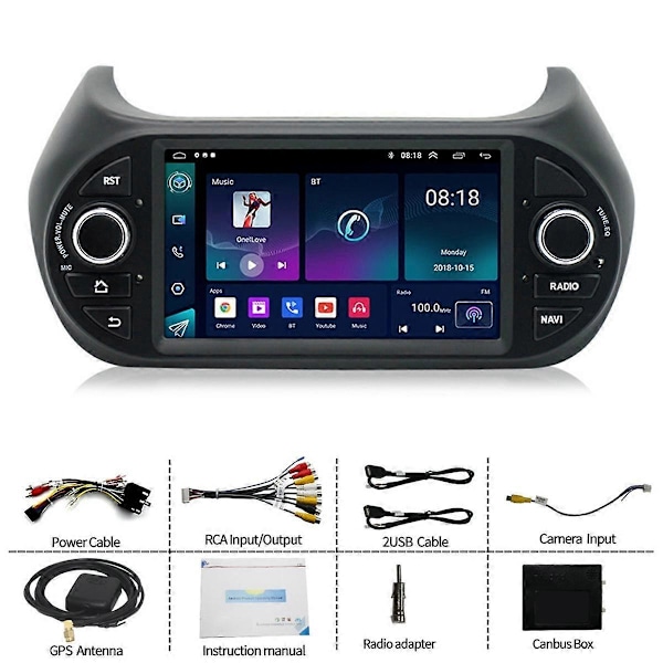 Fiorino Bipper GPS Carplay Android Auto 4G Autoradio 7 tuuman näytöllä, 1+32GB