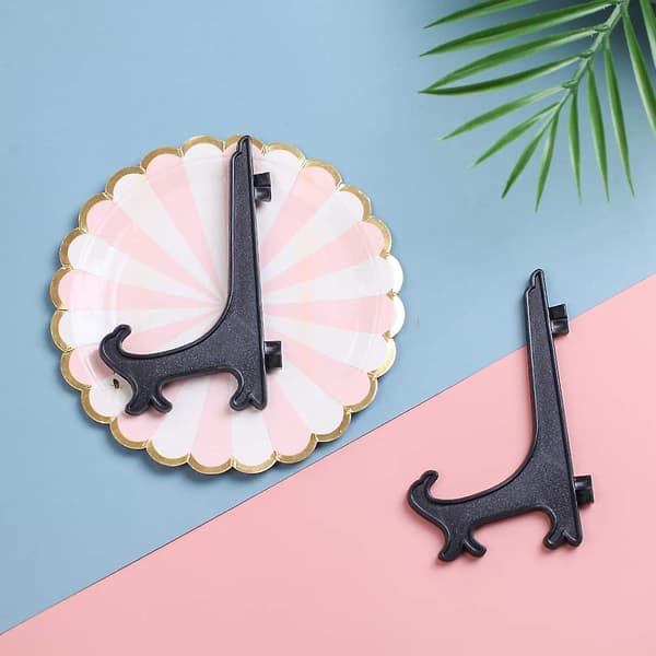 12 stk. 6 tommer plast staffelier plade display stande billede ramme stand holder, sort
