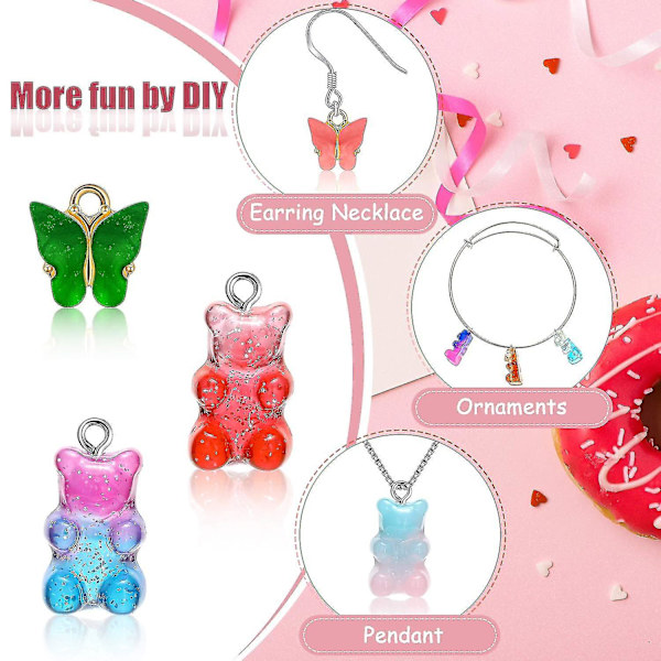 40 kpl/65 kpl akryyliperhoskoruja ja karhumakeisriipussetti 45 Butterflies*20 Bears
