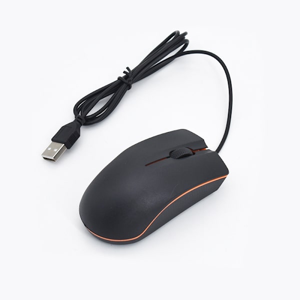 USB-kablet mus, stille, svart
