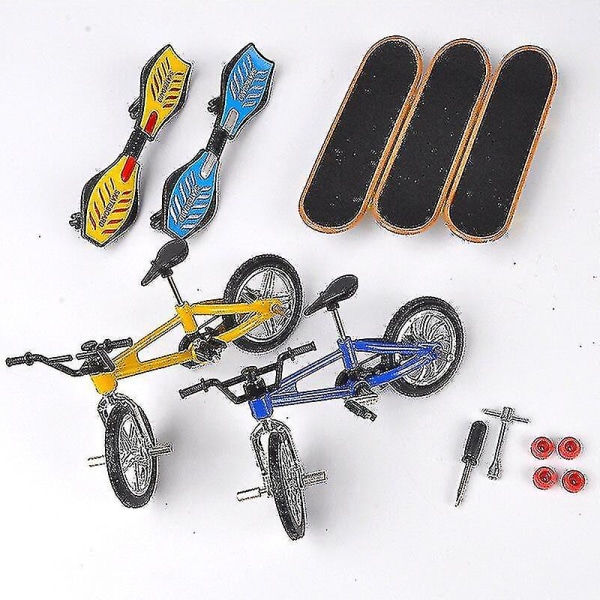 Mini Scooter To-hjulet Scooter Børns Læringslegetøj Finger Scooter Cykel Fingerboard Skateboard Sæt Voksen Børn Dreng Legetøj Yellow