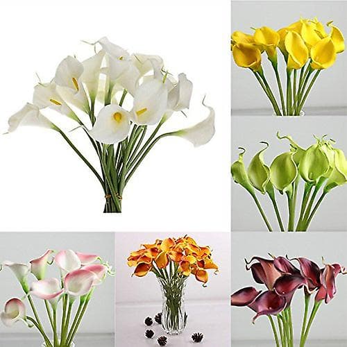 10 kpl Elegantti Elävä Tekosilkkikukka Calla Lily -kimppuja White