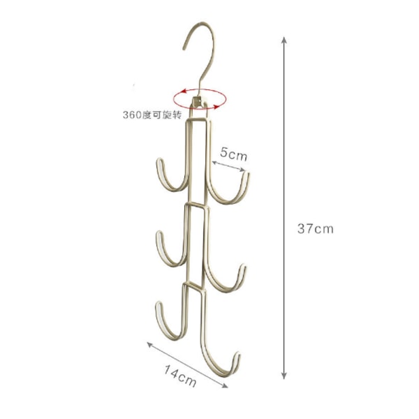 laukkujen säilytys vaatekaappiin tai kaappiin, suuri metalliriipustin 6 koukulla, vaatehuoneen säilytys laukuille, asusteille ja huiveille