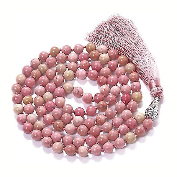 Kvinnors 108 Mala-bönepärlor Halsband med långa tofsar Healing Crystal Stone Halsband Yoga Meditation Reiki Quartz Smycken
