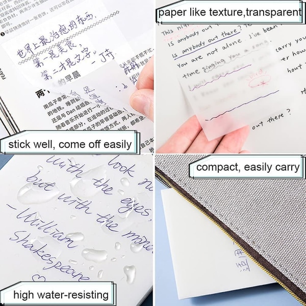 100st vattentät genomskinlig självhäftande klibbig Memo Meddelande Påminnelse Anteckningar Flikar Kuddar Transparent Sticky