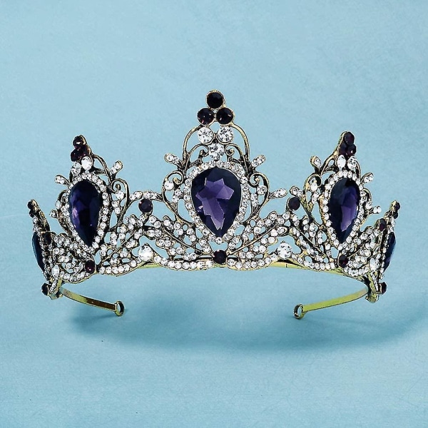 Vintage-timanttikivi kruunu kristalli hääkruunu morsiustiara hiuspanta violetti