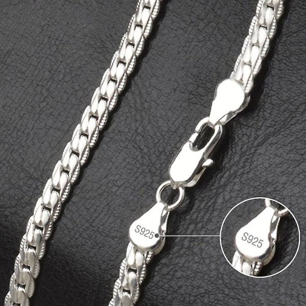 925 Sterling Sølv 5mm Side Chain 16/18/20/22/24 Tommer Halskæde Til Kvinder Mænd Mode Bryllup Forlovelse Smykker Gave 24 Inch