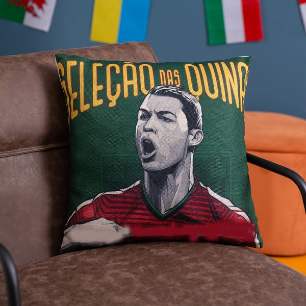 Qatar 2022 World Cup Putetrekk bomull Lin Pute Sofa Pute Ronaldo