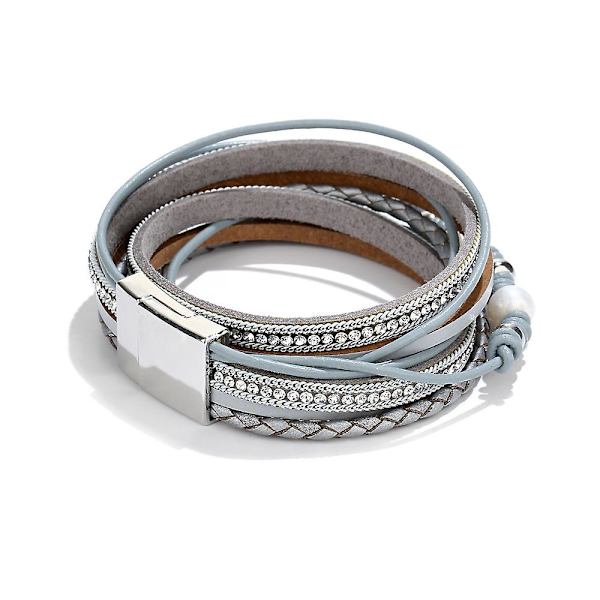 Leopard Läder Armband För Kvinnor Flerskikts Magnetiskt Spänne Armband