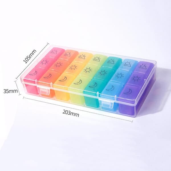 Pillerbox 21 dagars medicin tablettdispenser arrangör veckovis förvaringsfodral extra stor