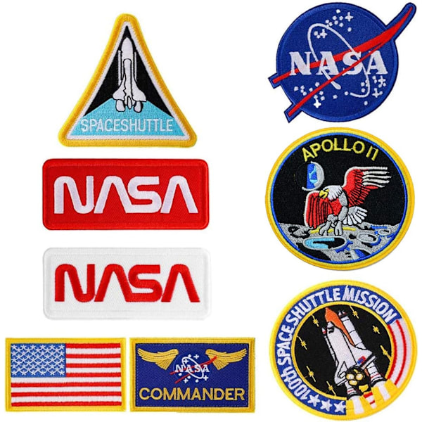 8pcs NASA 100th Space Shuttle Military Mission Logo Iron-on Patches for Clothing