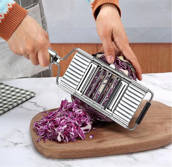 Vegetabilskriver Håndholdt Rustfrit Stål, Multifunktionel Kartoffelicer, Justerbar Rustfrit Stålslicer Med Handsker