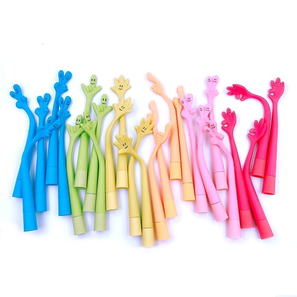 12*nyhet Finger Gesture Rolig Böjbar Kulspetspenna Kreativ Funky Hand Sign Kulspetspenna Gummi Cartoon Form Kulspetspenna