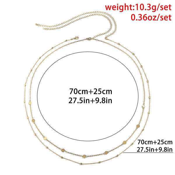 Dobbelt lag geometrisk skive metalkæde, taljekæde, modekropkæde, guld GOLD