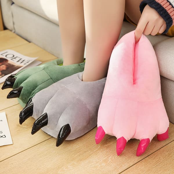 Voksne søde plysdyr klo slippers plys varme hjemmesko-