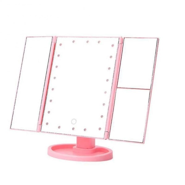 22 LED-lys makeup spejl 2/3/10x forstørrende kosmetisk bærbar 3 foldeligt forfængelighedsspejl 180 rotation touch dæmper bord spejle