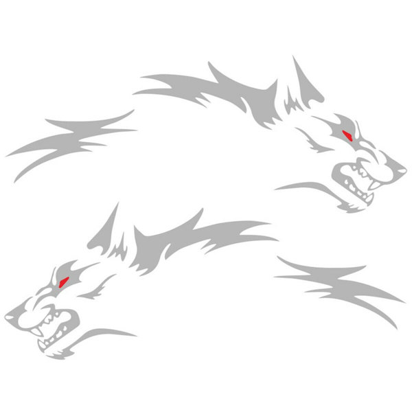 Bil Dør Side Bagagerum Hjul Kører Ulv Grafik Grå Vinyl Mærkat Stickers