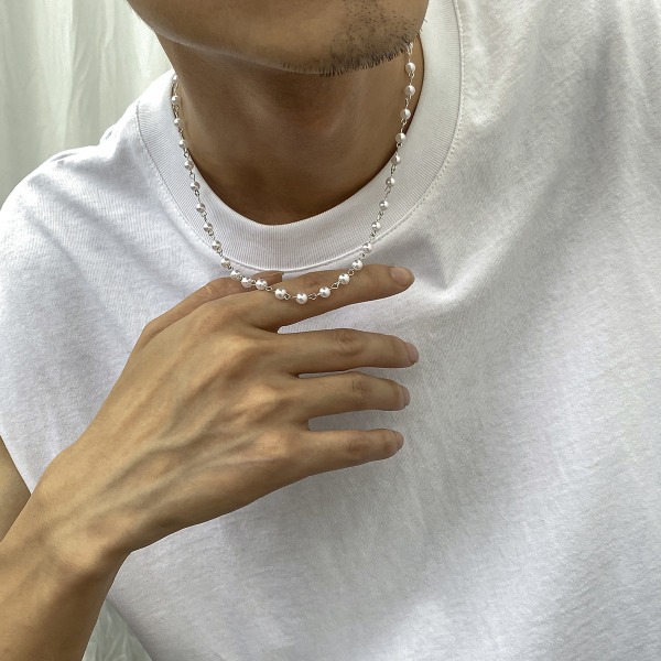 Hiphop pärlhalsband personligt splicande nyckelben kedja enkel design herr accessoarer halsband