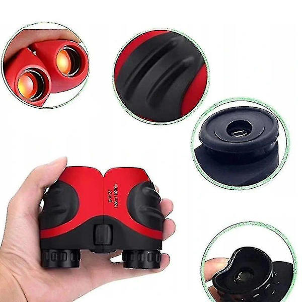 8x21 Mini bærbare kompakte zoom kikkert for barn Red