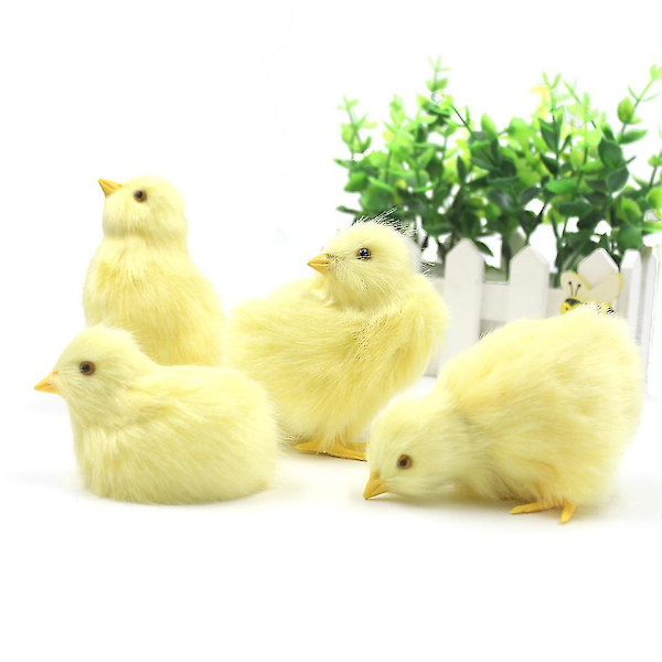 Kylling leketøy med galende falsk kylling påskedekorasjon DIY miniatyr kylling hagedekorasjon hjem påskefestdekorasjon Chick 4