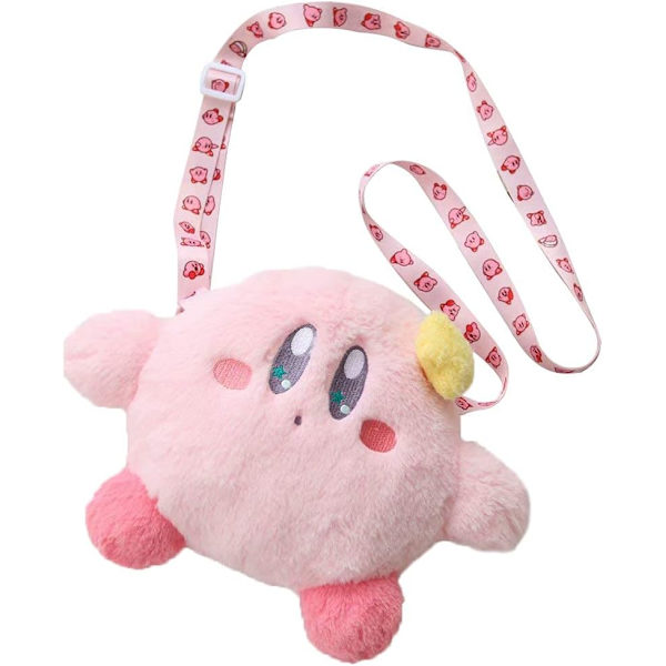 Rosa tecknad plysch Kirby smink kosmetisk väska söt handväska arrangör axelväska