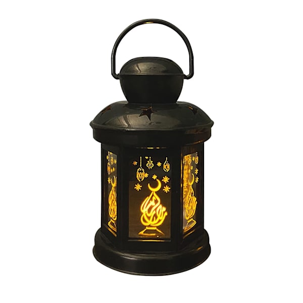 Ramadan Dekoration Lykta LED-lampor Eid Mubarak Prydnader Islam Muslimsk Festartiklar Eid Al Adha Ramadan Kareem Black