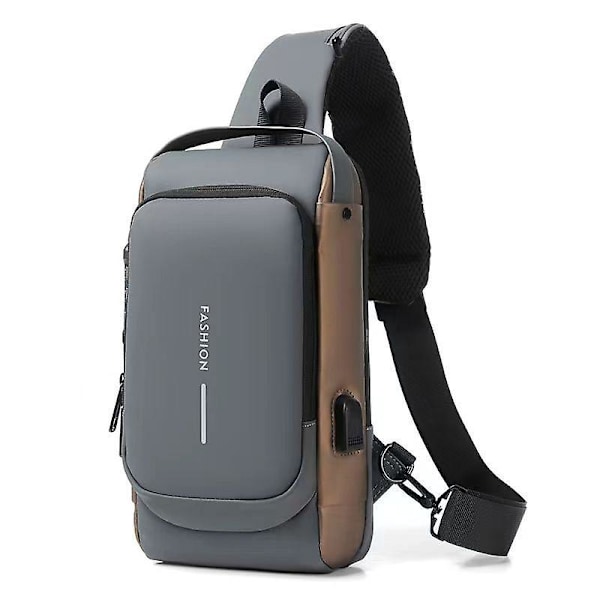 Usb-laddning Sport Sling Bag Male Anti-stöld Bröstväska Med Lösenordslås Grey